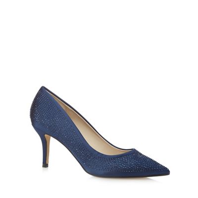 Navy diamante pointed court shoes